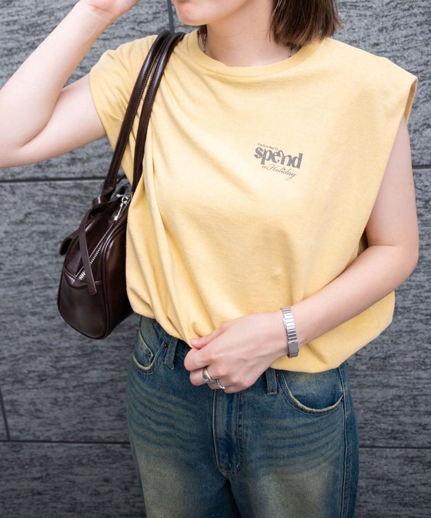 WEGO ヴィンテージウォッシュタックノースリーブT マスタード