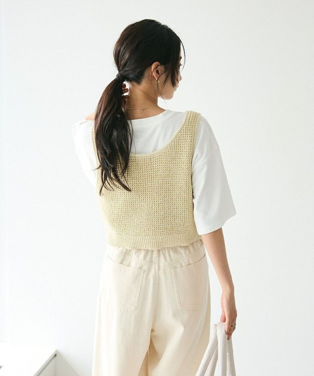 CRAFT STANDARD BOUTIQUE ワッフル編み短丈ニットベスト Ivory