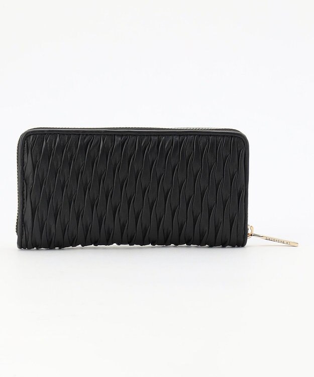 LA BAGAGERIE シープレザープリーツ加工ラウンドウォレット ブラック