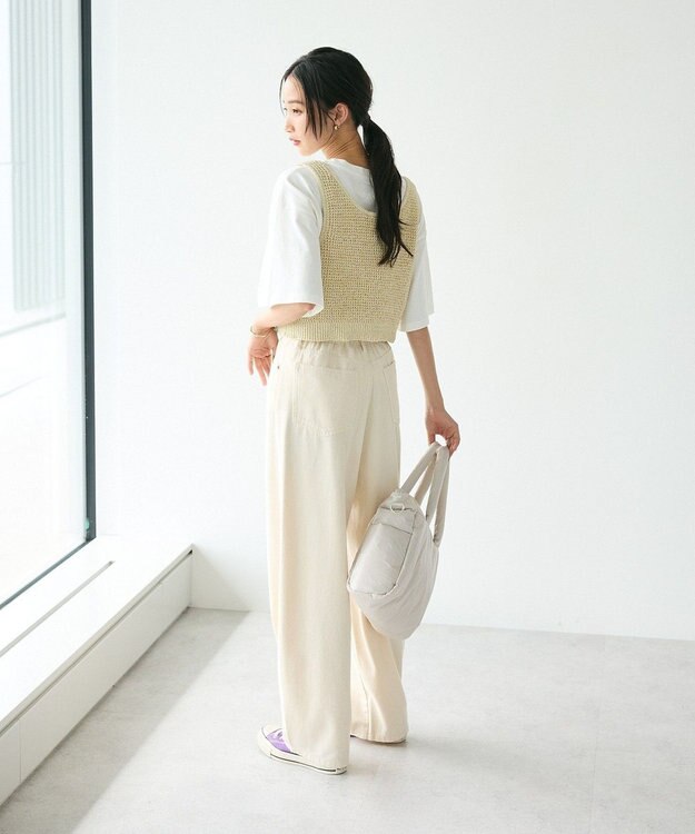 CRAFT STANDARD BOUTIQUE ワッフル編み短丈ニットベスト Ivory
