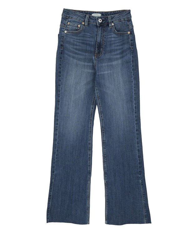 earth music&ecology 【セルフカット可】ストレッチフレアデニムパンツ Indigo