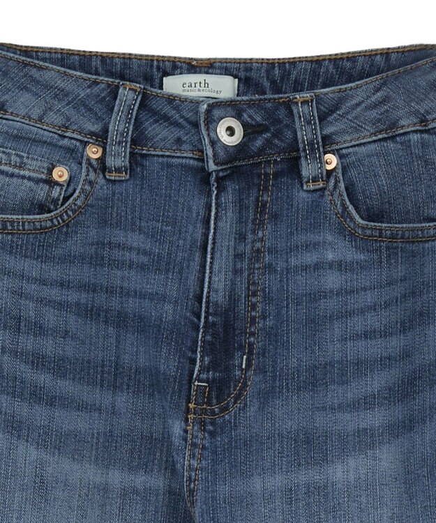 earth music&ecology 【セルフカット可】ストレッチフレアデニムパンツ Indigo