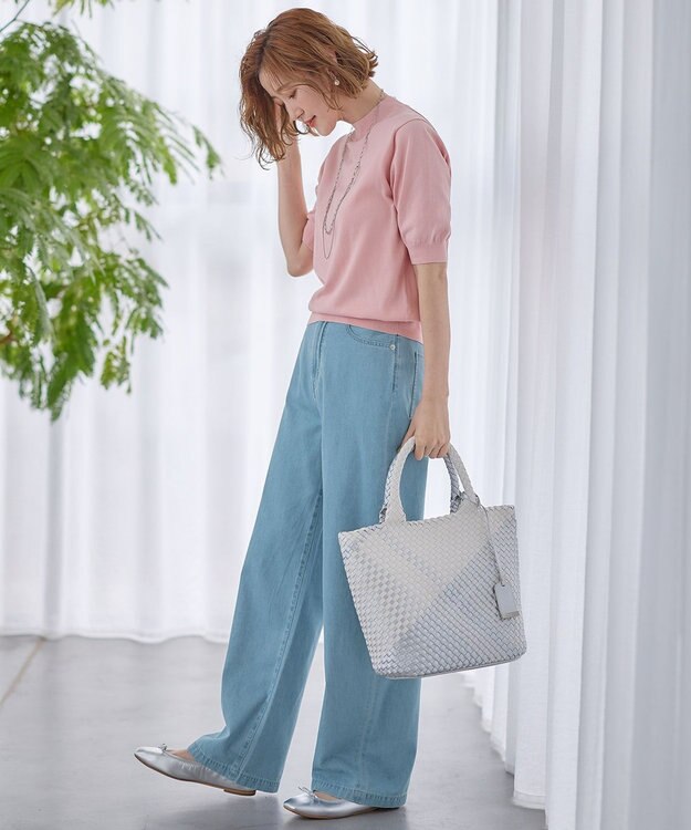 23区 S 【Oggi4月号掲載/洗える】23区DENIM ライトダンガリー ワイドパンツ ライトインディゴ