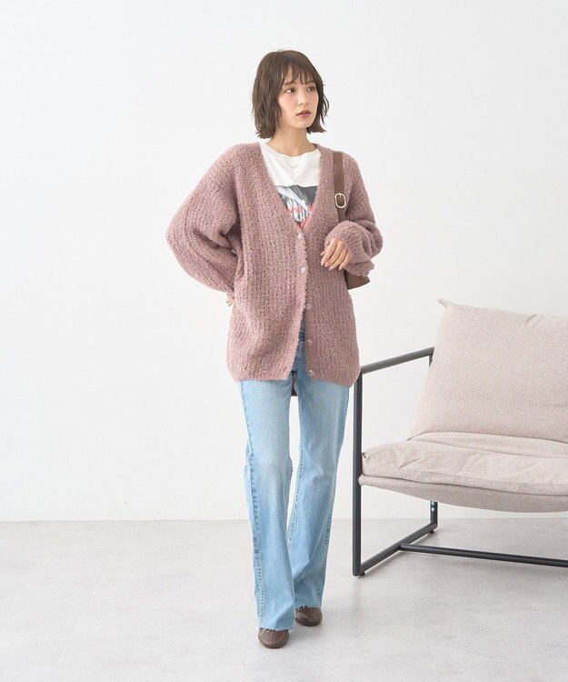 earth music&ecology 【セルフカット可】ストレッチフレアデニムパンツ Light Indigo