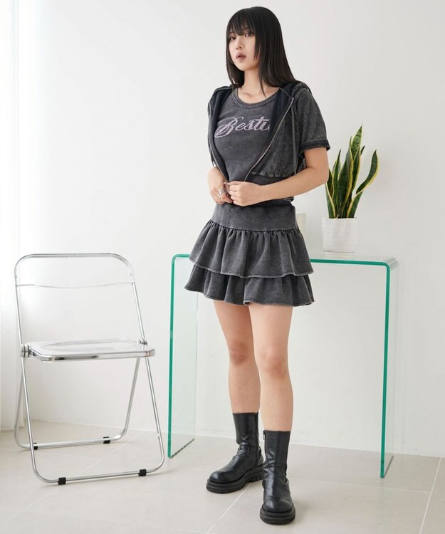 WEGO 半袖ショートパーカー スミクロ