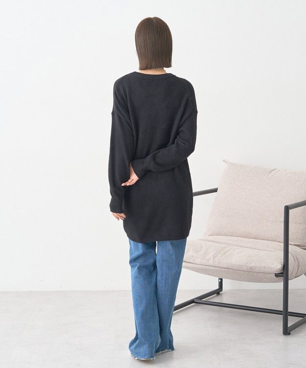 earth music&ecology 【セルフカット可】ストレッチフレアデニムパンツ Indigo