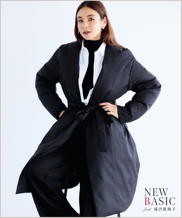 23区 L 【洗える】スムージーコットン シアーリブ ニット ブラック系