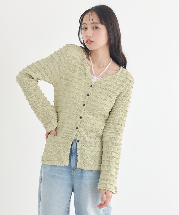 earth music&ecology 【予約】シャーリングカットカーディガン ミント