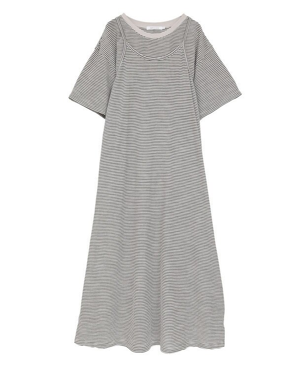 AMERICAN HOLIC 【2点セット】レイヤードボーダーＴワンピース Black