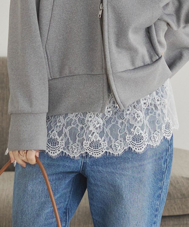 WEGO 【ANGIE VINTAGE】裾レースドッキングロンT ホワイト