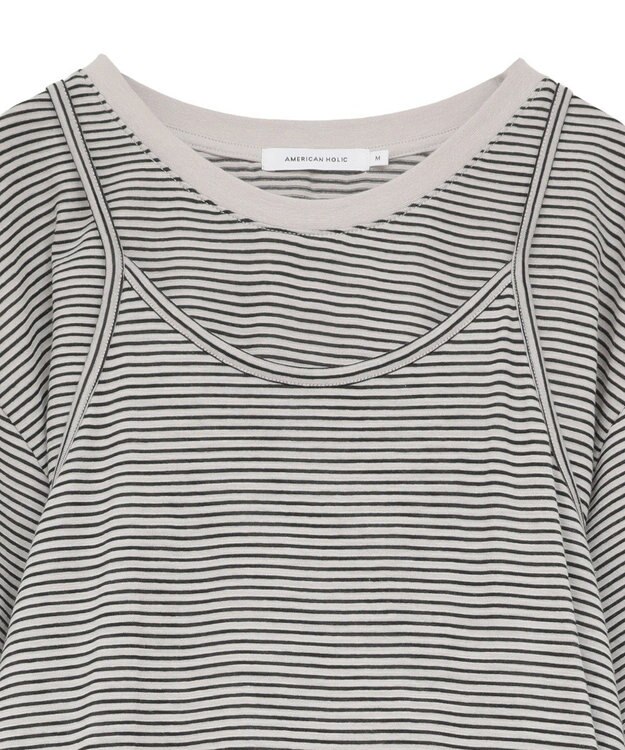 AMERICAN HOLIC 【2点セット】レイヤードボーダーＴワンピース Black