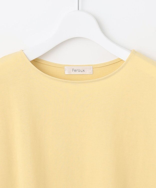Feroux 【UVケア】リボンスリーブドルマン Tシャツ ライトイエロー系