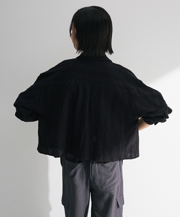 Green Parks ・ＳＵＧＡＲ　ＳＰＯＯＮ　カットレースショートシャツ Black