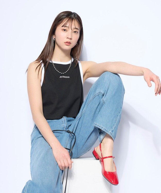 OP／FILA 【Kappa】アメリカンスリーブ リブタンクトップ ブラック