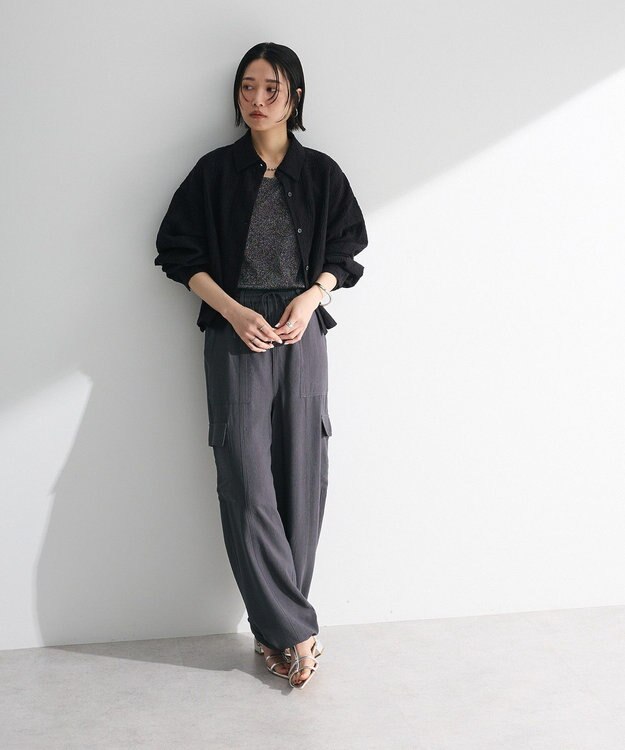 Green Parks ・ＳＵＧＡＲ　ＳＰＯＯＮ　カットレースショートシャツ Black