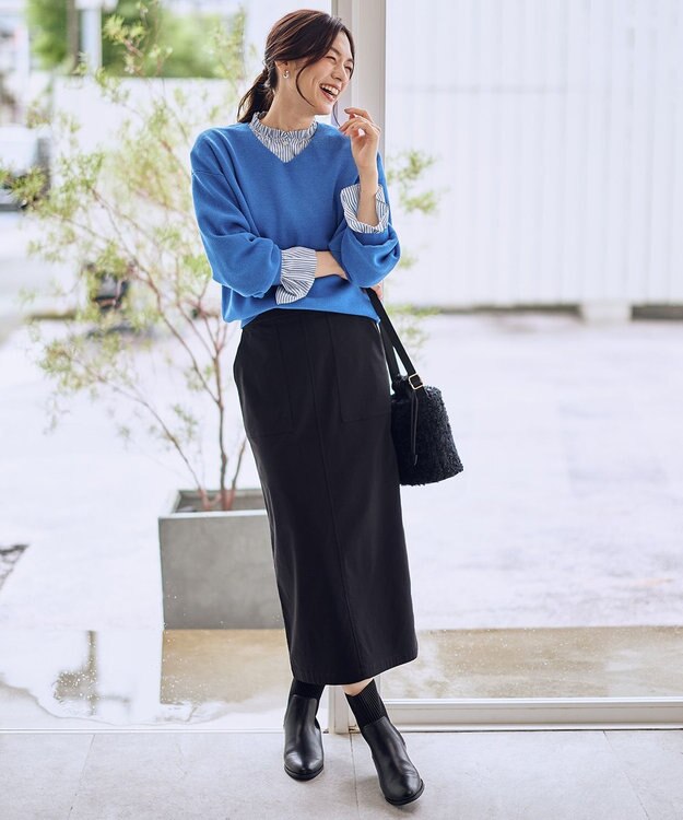 ANY 【8色展開】Vネックデイリーニット ブルー