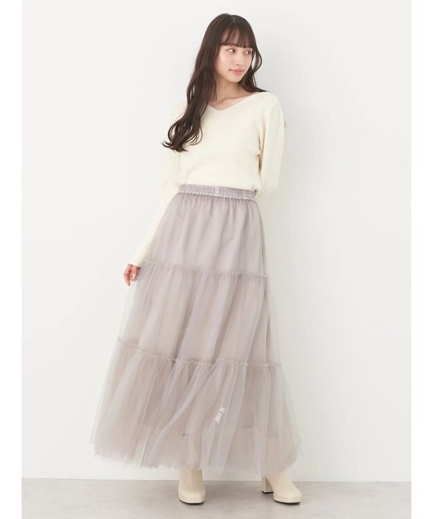 earth music&ecology マルチｗａｙチュールスカート Light Gray