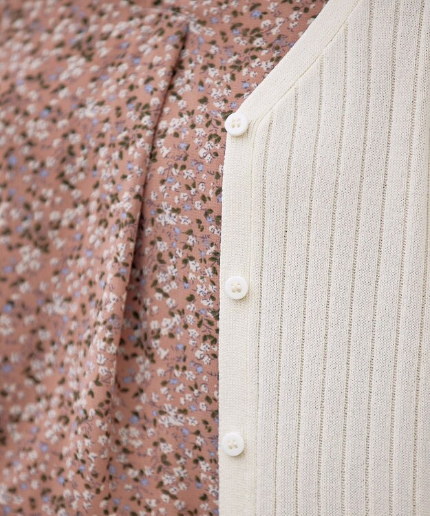 Tiaclasse 【洗える】スリット袖Vネックリブカーディガン アイボリー