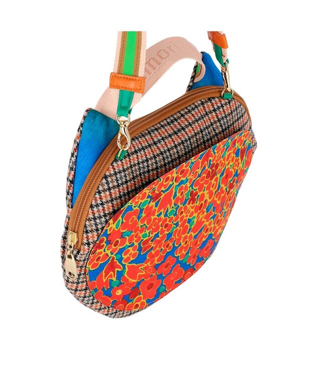 tsumori chisato CARRY マルチチェック 2way ショルダーバッグ ハンドバッグ オレンジ