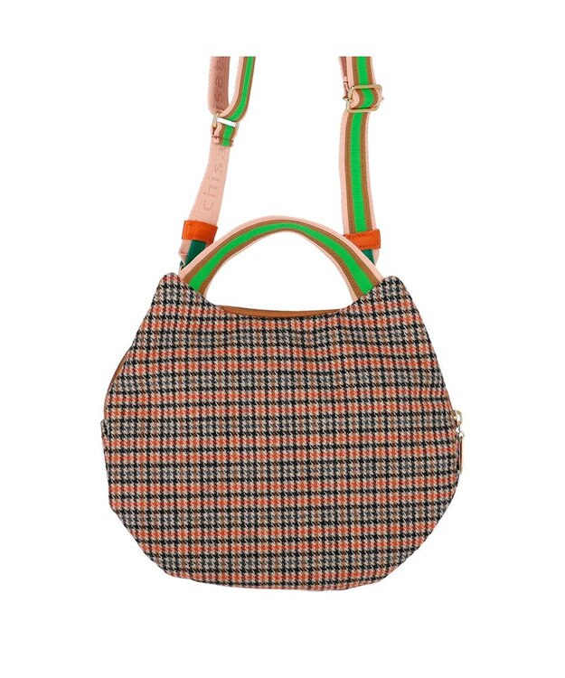 tsumori chisato CARRY マルチチェック 2way ショルダーバッグ ハンドバッグ オレンジ