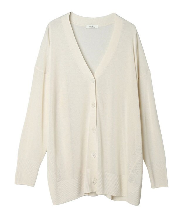 earth music&ecology シアーＢＩＧカーディガン Ivory