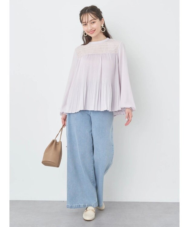 earth music&ecology レースプリーツブラウス Light Pink