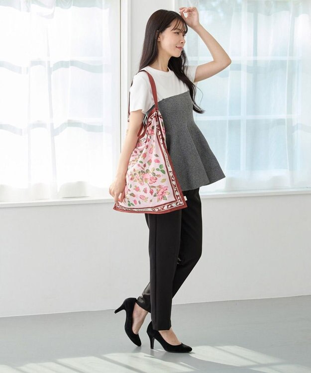 ROOTOTE 3664【エコバッグになるチャームトート】LT.トール.スカーフ-A 02：フラワー・ピンク