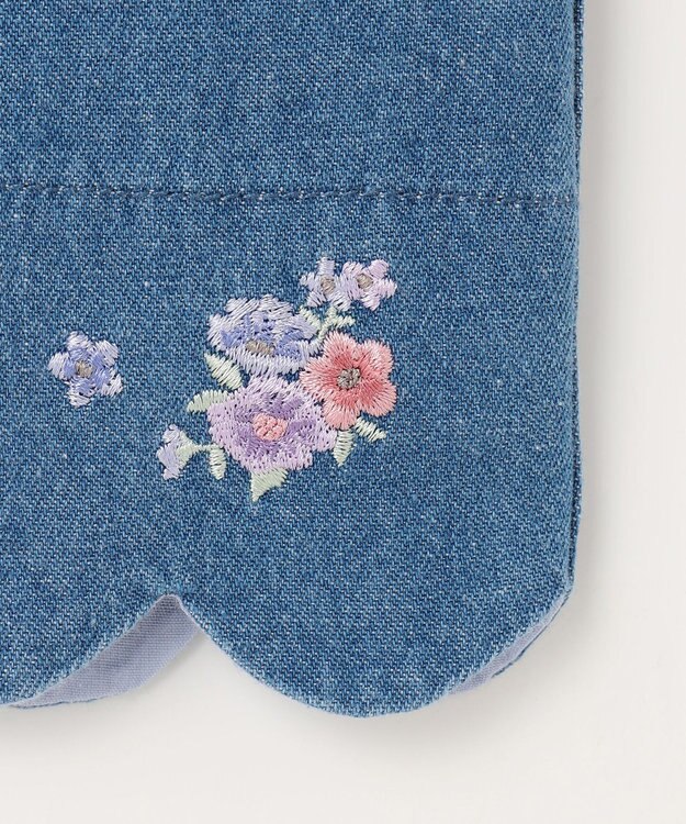 ANY KIDS スカラップ×刺繍デニムパンツ ブルー