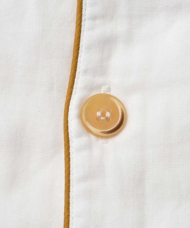 京和晒綿紗 【紗栄子さん愛用パジャマの色違い/UNISEX】ガーゼパジャマ 2重合わせ 白 マスタードバイアス