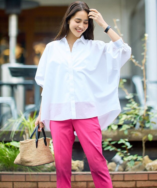 自由区 【SHIHOさん着用・昨年大好評・新色追加・後ろウエストゴム】シェルタリングテーパード パンツ ［新色］ピンク