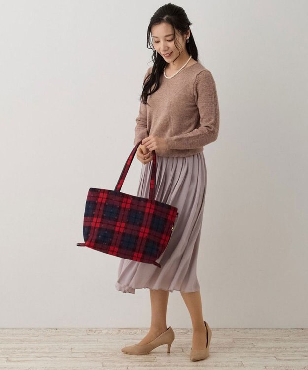 ROOTOTE 1337【フェルト生地】LT.ミディアム.ドットチェック-A 02：レッド