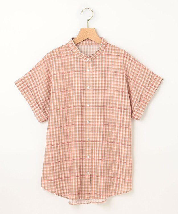 組曲 L 【洗える】シアーチェック ブラウス イエロー系3