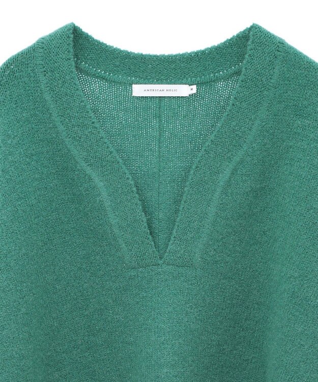 AMERICAN HOLIC カーブネックニットプルオーバー Green