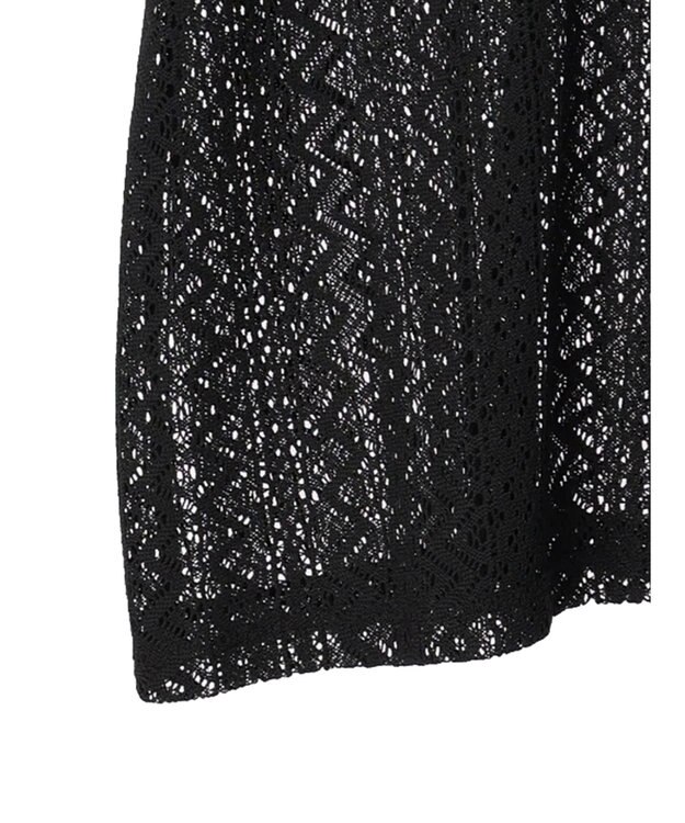 Green Parks カフタンレース７分袖ブラウス Black