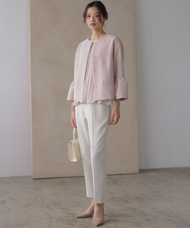 組曲 S 【KUMIKYOKU NAVY】コンフォータブルドレープ フレアスリーブジャケット シャンパンピンク系
