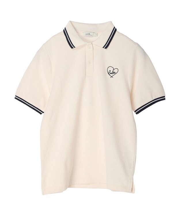 earth music&ecology ハートロゴ刺繍ポロ Blue