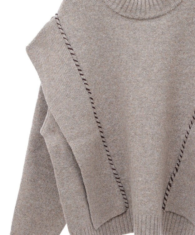 CRAFT STANDARD BOUTIQUE 洗える/ハンドステッチデザインニットプルオーバー Gray Beige