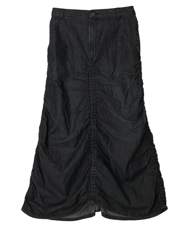 Green Parks ・ＳＵＧＡＲ　ＳＰＯＯＮ　シャーリングデニムスカート Black