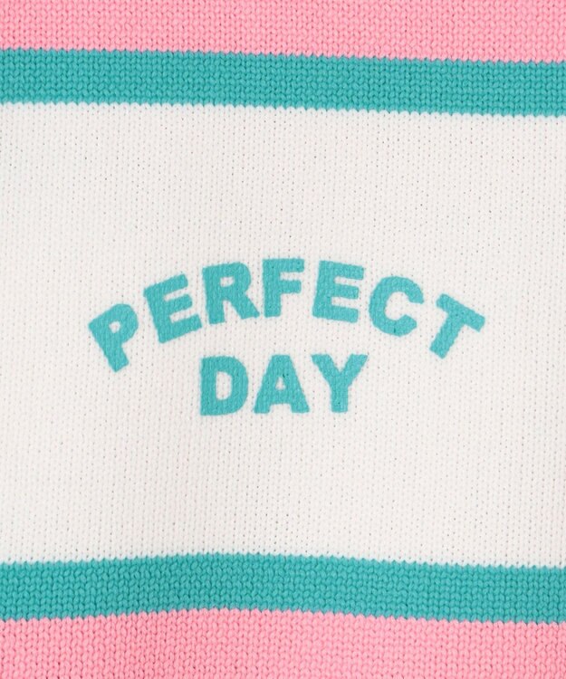 PW CIRCULUS 【WOMEN】【洗える/イージーケア】ロゴ ボーダー ニット ゴルフウェア レディース ピンク系1