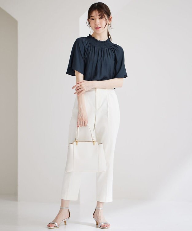 ANY SIS 【洗える】カッセンシャーリング ブラウス ネイビー系