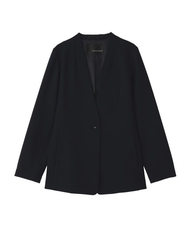 YECCA VECCA ストレッチノーカラージャケット Navy