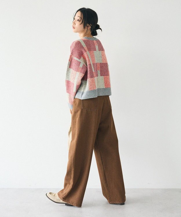 CRAFT STANDARD BOUTIQUE 洗える/チェック柄ニットプルオーバー Red