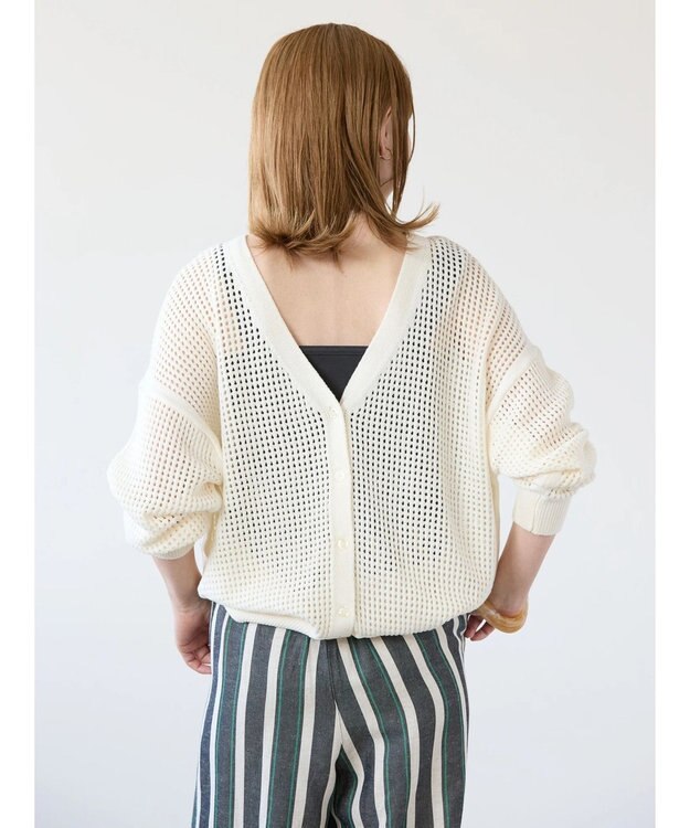 AMERICAN HOLIC ２ＷＡＹメッシュ編みニットカーディガン Off White