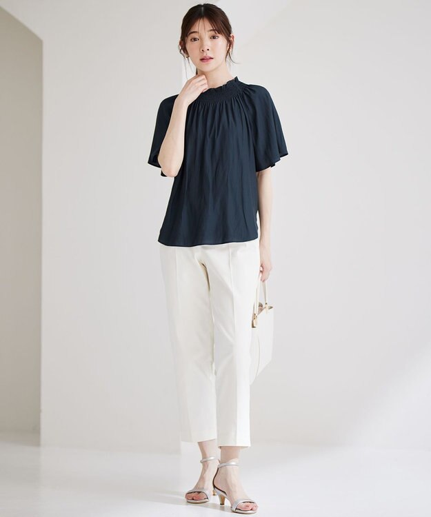 ANY SIS 【洗える】カッセンシャーリング ブラウス ネイビー系