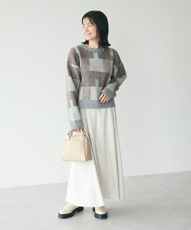 CRAFT STANDARD BOUTIQUE 洗える/チェック柄ニットプルオーバー Brown