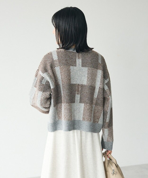 CRAFT STANDARD BOUTIQUE 洗える/チェック柄ニットプルオーバー Brown