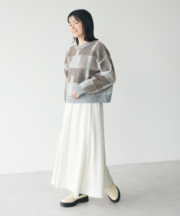 CRAFT STANDARD BOUTIQUE 洗える/チェック柄ニットプルオーバー Brown