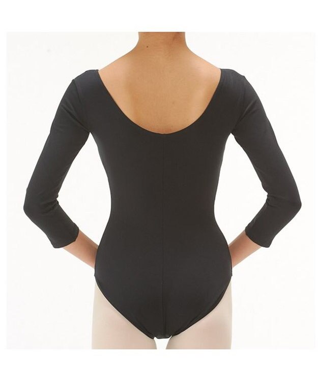 Chacott 丸首７分袖レオタード（ロイヤルスムース） ブラック