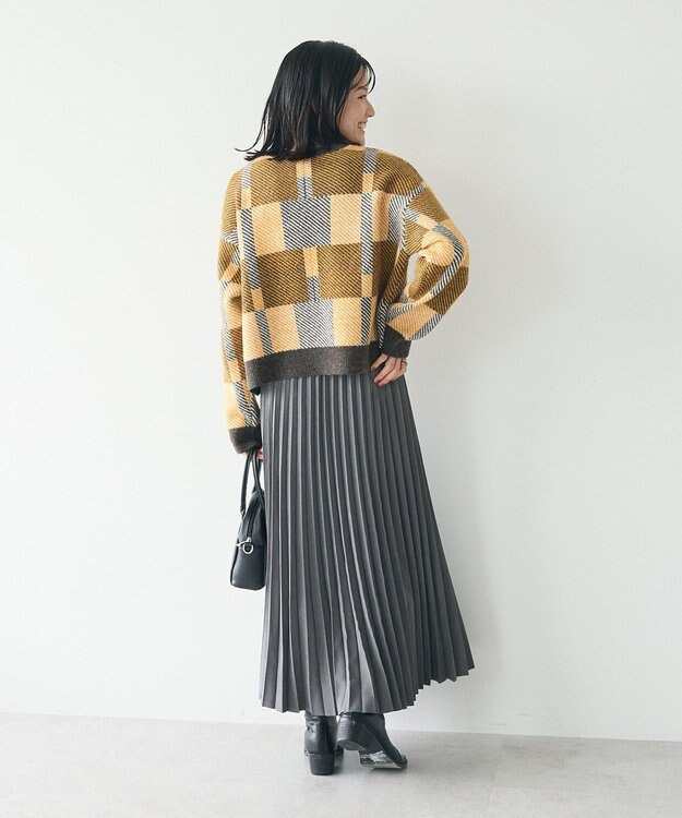 CRAFT STANDARD BOUTIQUE 洗える/チェック柄ニットプルオーバー Mustard