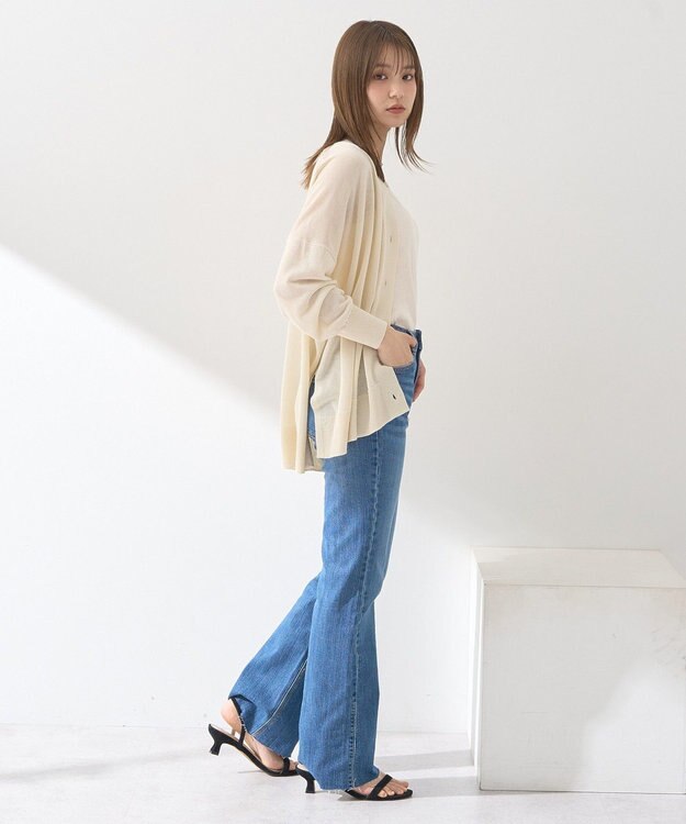 earth music&ecology セルフカットフレアデニムパンツ Medium Indigo